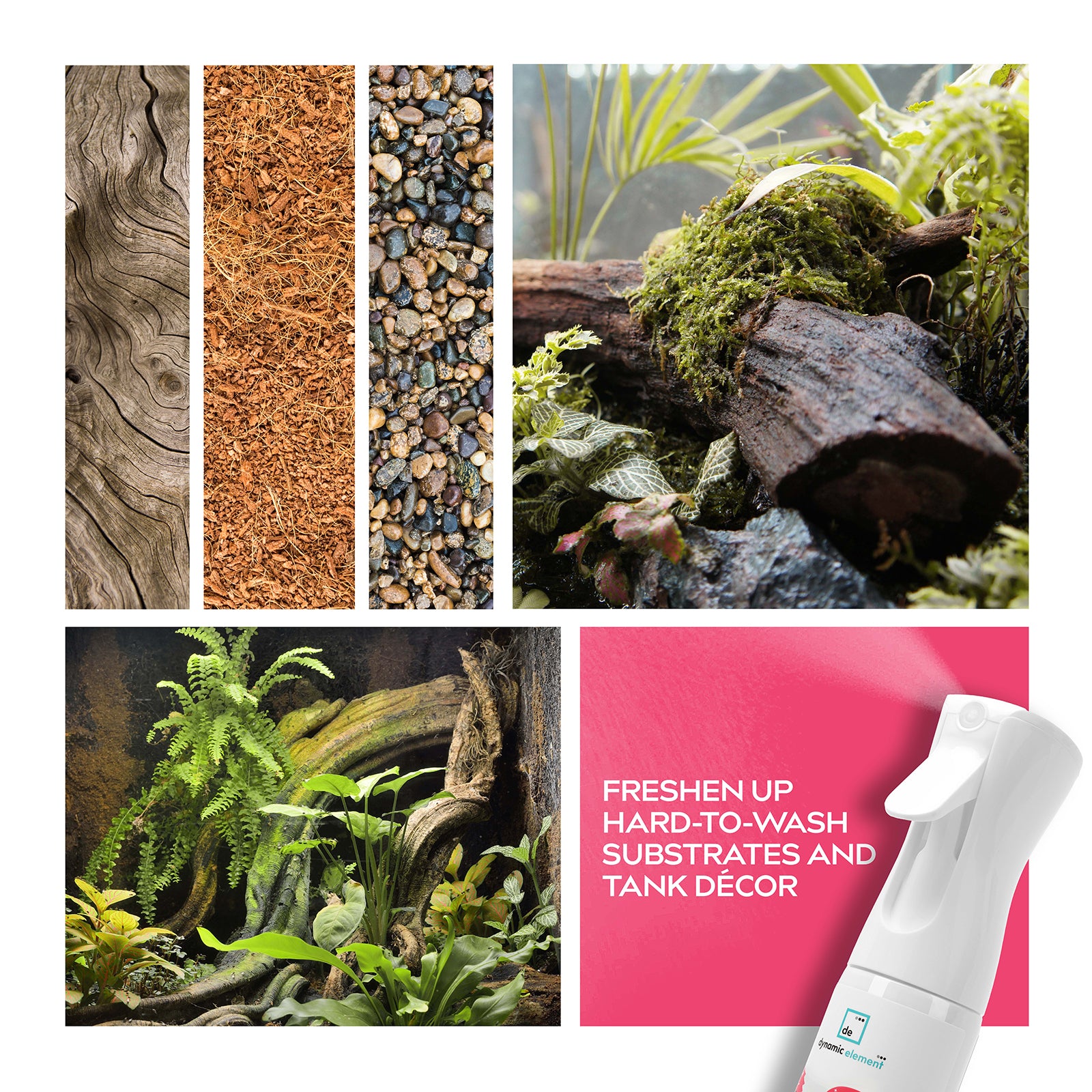 Dynamic Element Reptile Tank Odor Eliminator Spray - Unscented Mineral-Based Formula Deodorizer for Urine and Waste Smells from Bearded Dragon and Turtle Tank - 9 Fl Oz (266 ml)