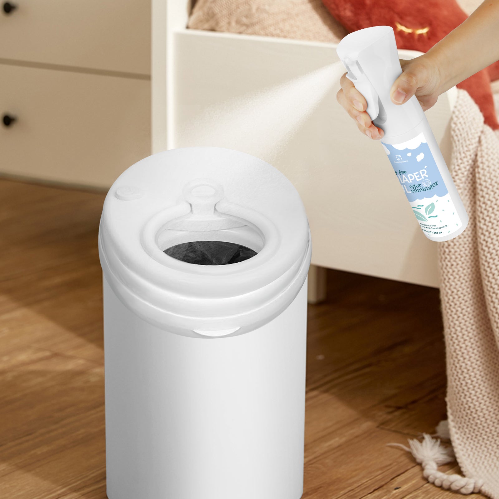 Dynamic Element Diaper Pail Odor Eliminator Spray _ Unscented Diaper Odor Neutralizer Spray _ Patented Mineral-based Formula _ 9 Fl Oz