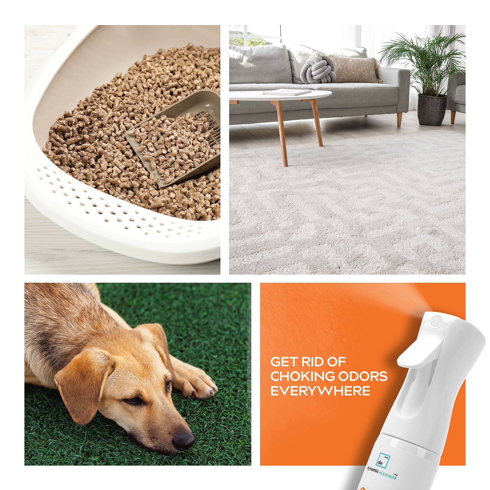 Dynamic Element Unscented Pet Odor Eliminator Spray - Deodorizer Spray for Cat Urine and Litter Box Smells - 9 Fl Oz (266 ml)