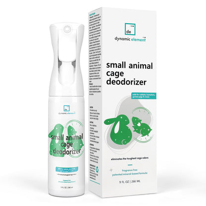 Dynamic Element Small Animal Cage Deodorizer Spray _ Unscented Mineral Formula _ Decompose Small Animal Waste Odor Molecules - Urine Smell Remover from Hamsters, Rabbits, Guinea Pigs _ 9 fl oz