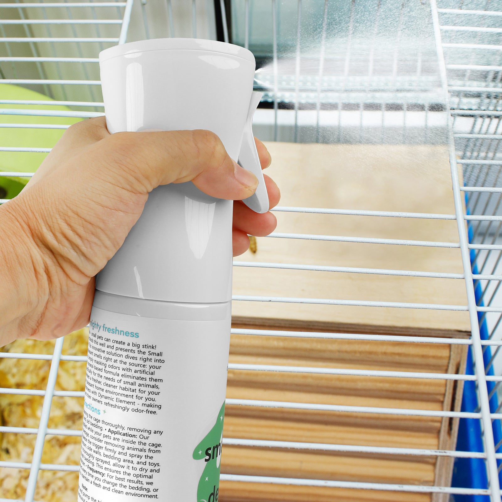 Dynamic Element Small Animal Cage Deodorizer Spray _ Unscented Mineral Formula _ Decompose Small Animal Waste Odor Molecules - Urine Smell Remover from Hamsters, Rabbits, Guinea Pigs _ 9 fl oz