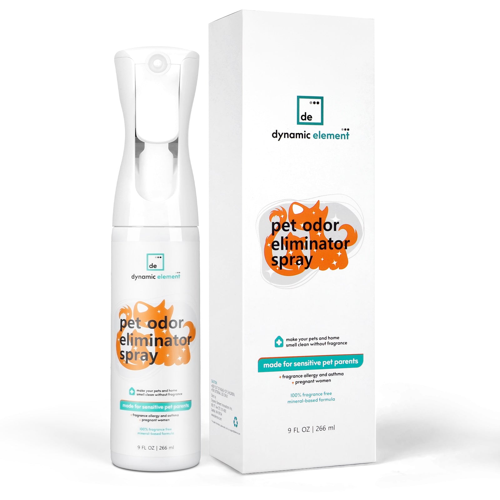 Dynamic Element Unscented Pet Odor Eliminator Spray - Deodorizer Spray for Cat Urine and Litter Box Smells - 9 Fl Oz (266 ml)